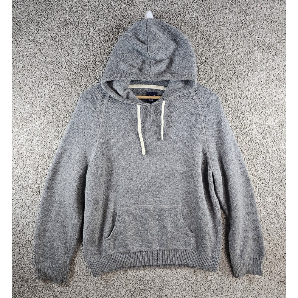 GAP Hoodie Gray Alpaca‎ Blend Knit Long Sleeve Drawstring 2008 Holiday Mens XL